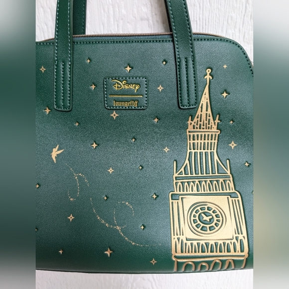 NWT Loungefly Disney Mini Satchel Bag Peter Pan Big Ben Green Dome Tinkerbell - Picture 2 of 7